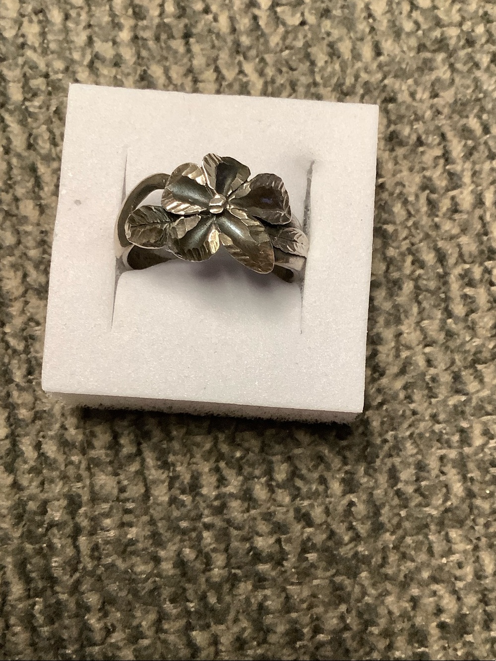 Sterling Floral Statement Ring - Silver Flower Design